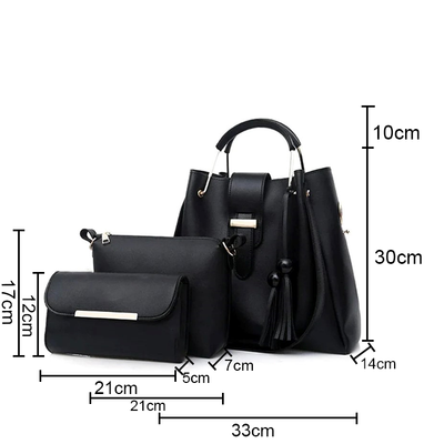 ALEXA 3 PIECE BLACK HANDBAG