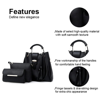 ALEXA 3 PIECE BLACK HANDBAG