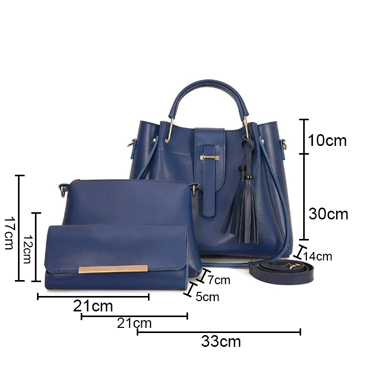 ALEXIA 3 PIECE BLUE HANDBAG