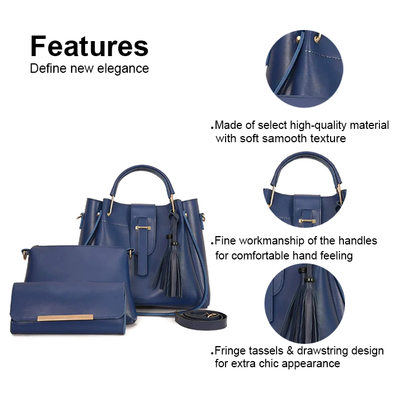 ALEXIA 3 PIECE BLUE HANDBAG