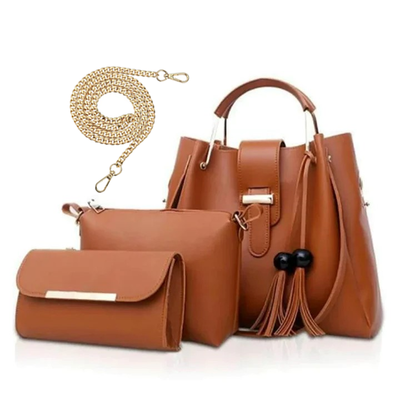 ALEXIA 3 PIECE BROWN HANDBAG