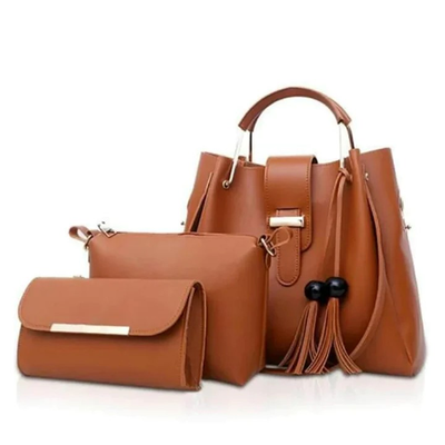 ALEXIA 3 PIECE BROWN HANDBAG