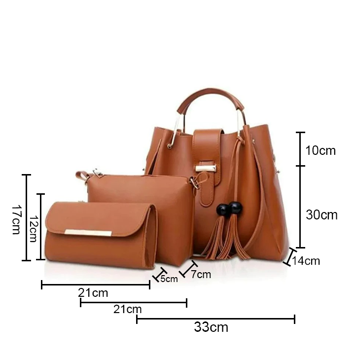 ALEXIA 3 PIECE BROWN HANDBAG