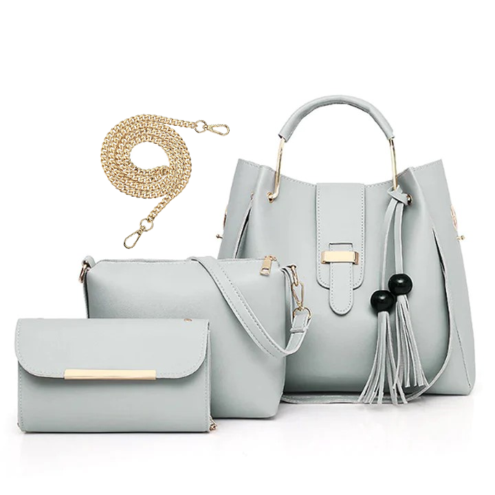 ALEXIA 3 PIECE GREY HANDBAG