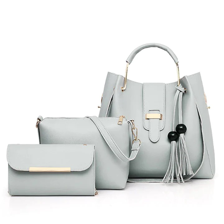 ALEXIA 3 PIECE GREY HANDBAG