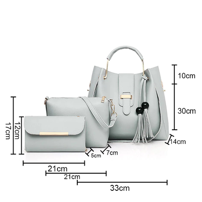 ALEXIA 3 PIECE GREY HANDBAG