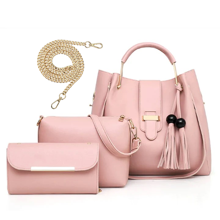 ALEXIA 3 PIECE PINK HANDBAG