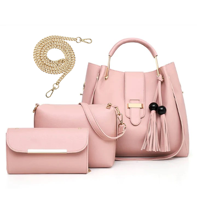 ALEXIA 3 PIECE PINK HANDBAG