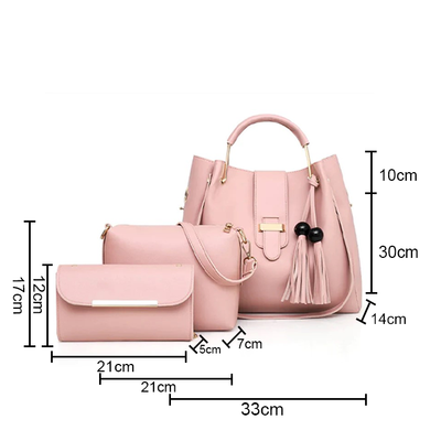 ALEXIA 3 PIECE PINK HANDBAG