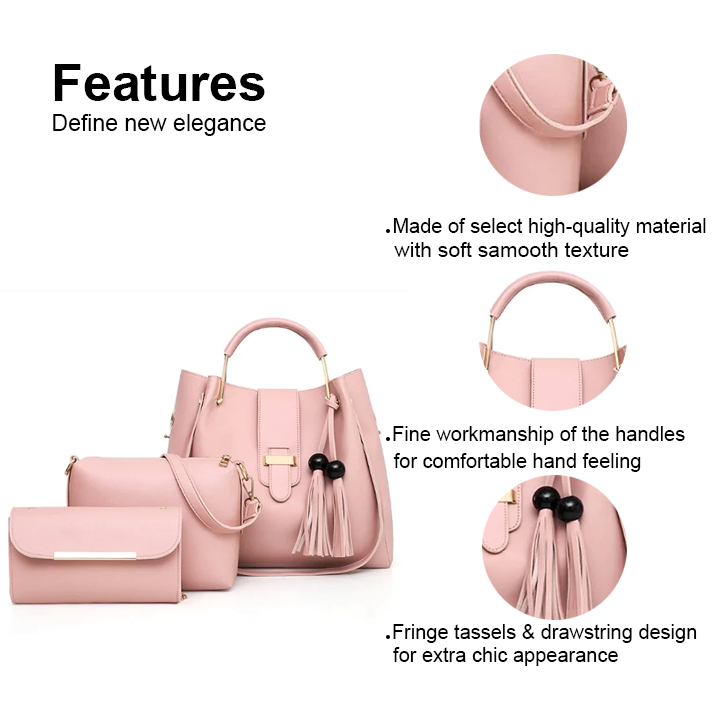 ALEXIA 3 PIECE PINK HANDBAG